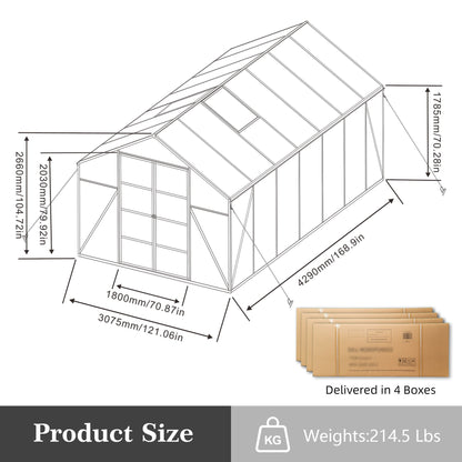 Gain Height Windproof Aluminum Greenhouse With Raised Base Daily Nest