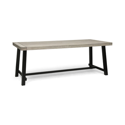 Equilibrium - Outdoor Dining Table With Wooden Frame And Slat Top Noble House