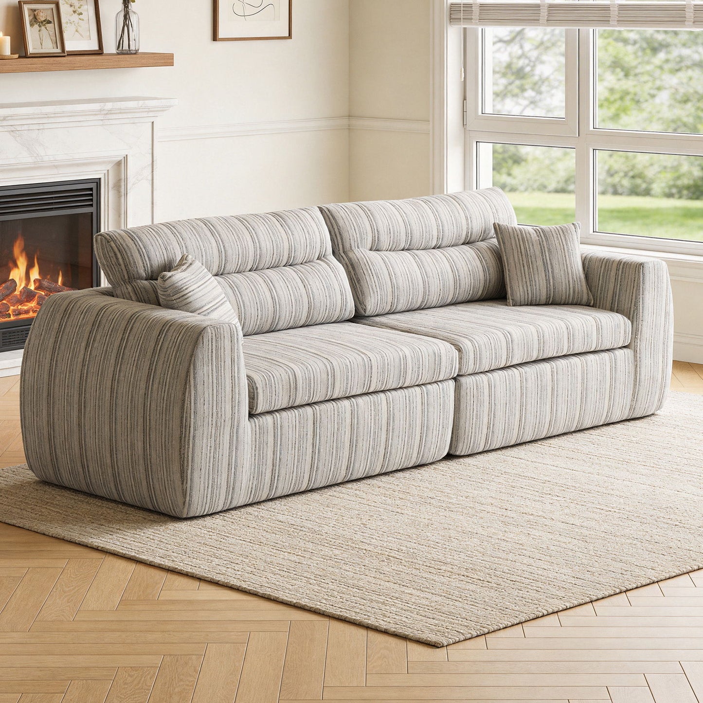 3 Seater, Couch With Throw Pillows For Living Room Home Essentials