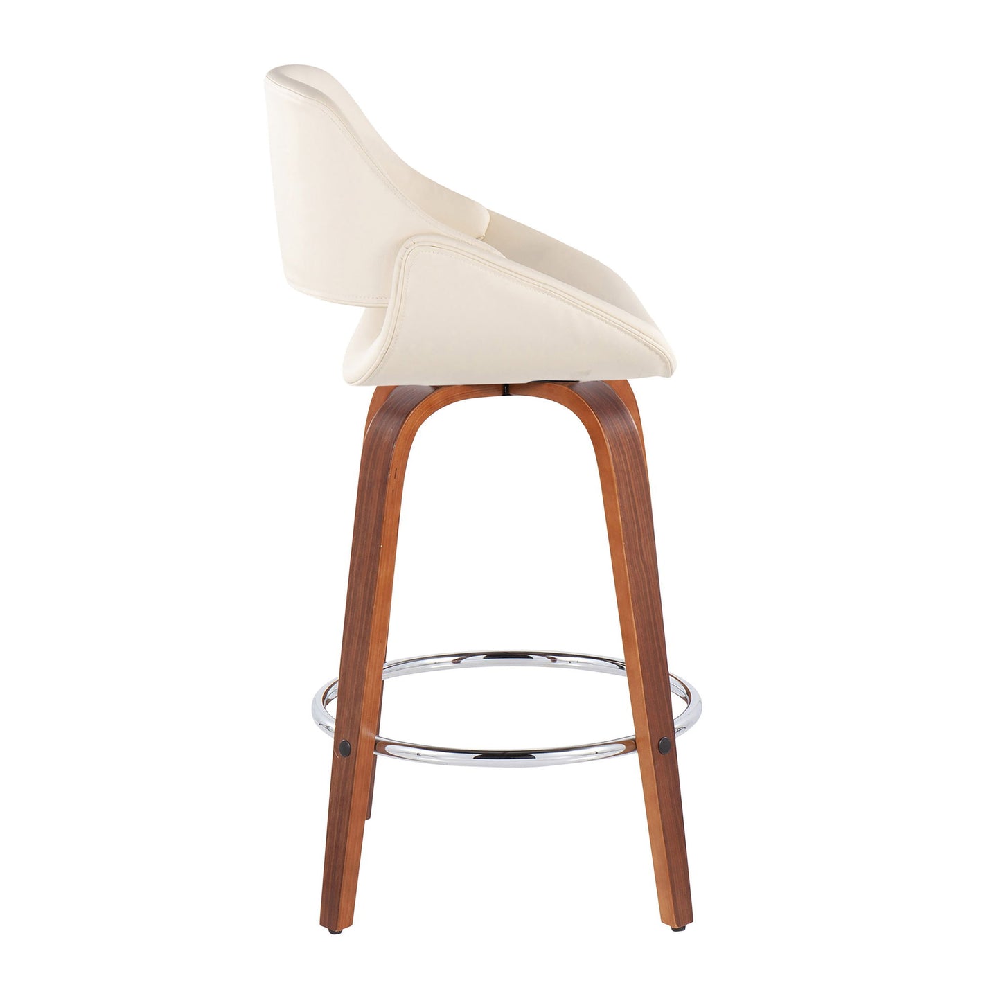 Fabrico - Mid Century Modern, Fixed Height Counter Stool With Round Footrest (Set of 2) Lumi Source