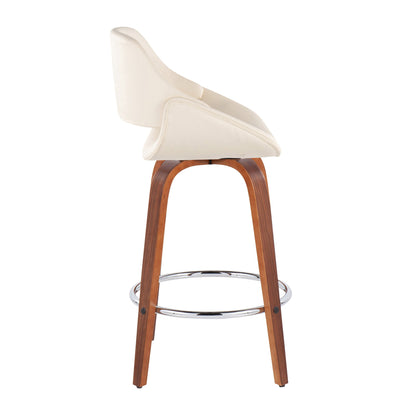 Fabrico - Mid Century Modern, Fixed Height Counter Stool With Round Footrest (Set of 2) Lumi Source