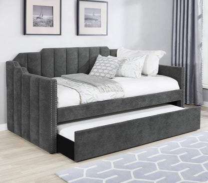 Kingston - Upholstered Twin Daybed With Trundle - Charcoal