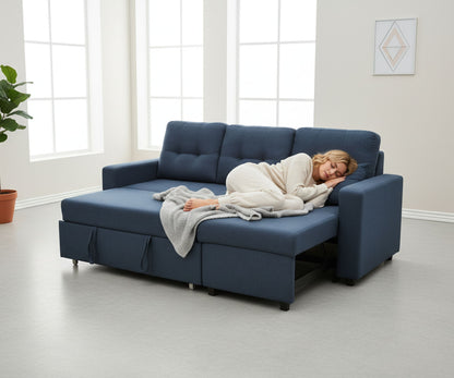 Convertible L Shaped Sectional Sleeper Sofa Bed, Saving Pull Out Couch US Pride