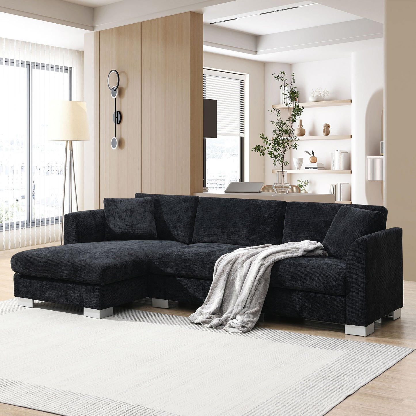 Modern Cloud Sectional Sofa L Shaped Luxury Couch Set With 2 Free Pillows 4 Seat With Oversized Chaise Luxe & Co.
