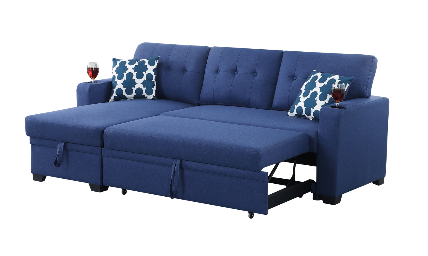 82" Width Sectional With Storage Chaise And Cupholder Armrest