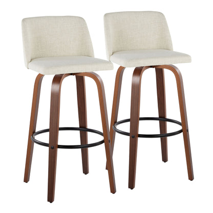 Toriano - Contemporary Fixed Height Barstool Swivel And Round Footrest (Set of 2) Lumi Source