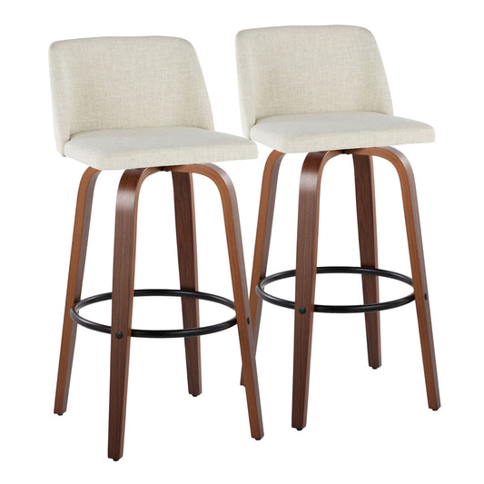 Toriano - Contemporary Fixed Height Barstool Swivel And Round Footrest (Set of 2) Lumi Source