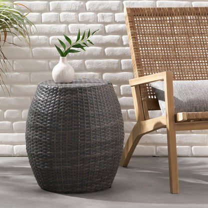Outdoor Wicker Patio Side Table Noble House
