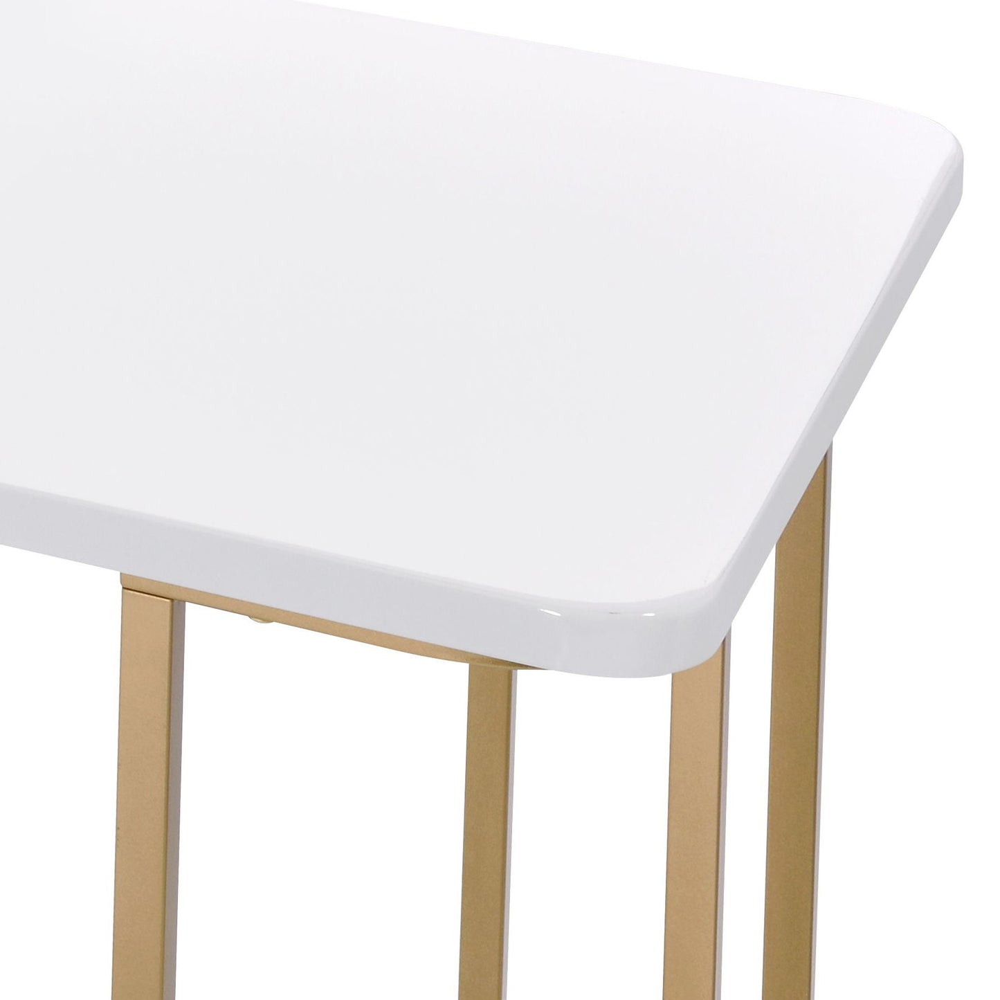 Estie - Writing Desk - White / Gold Acme