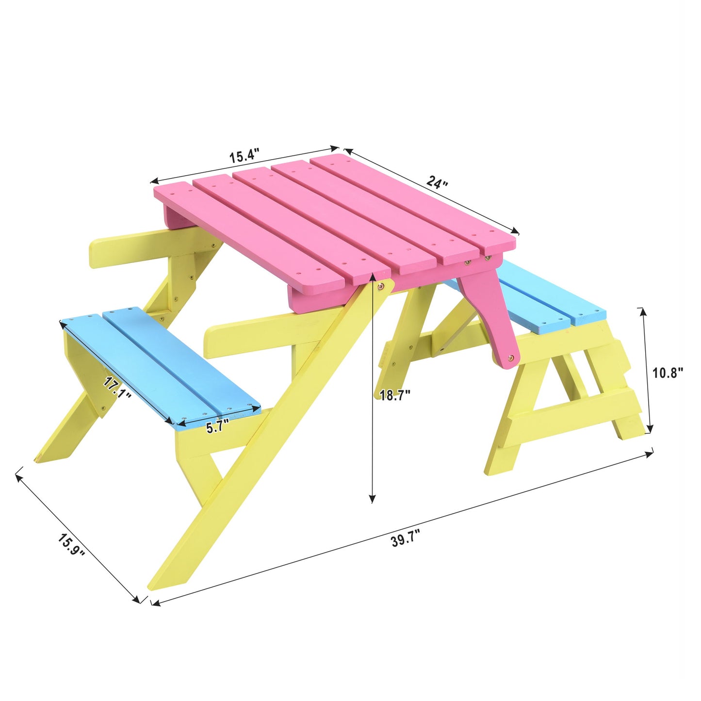 Kids Multi-Functional Arm Chair, Table With 2 Benches All-In-One Set Home Essentials