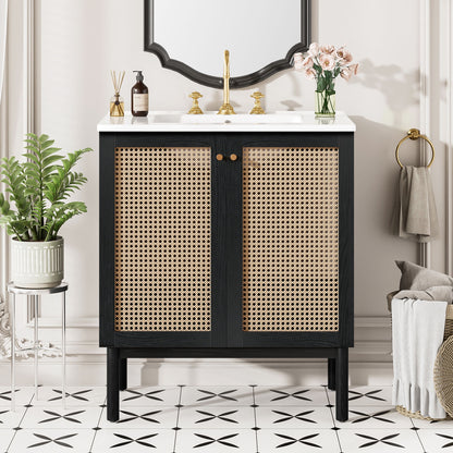 Bathroom Vanity With Soft Closing Mechanism - Black Hearth and Haven