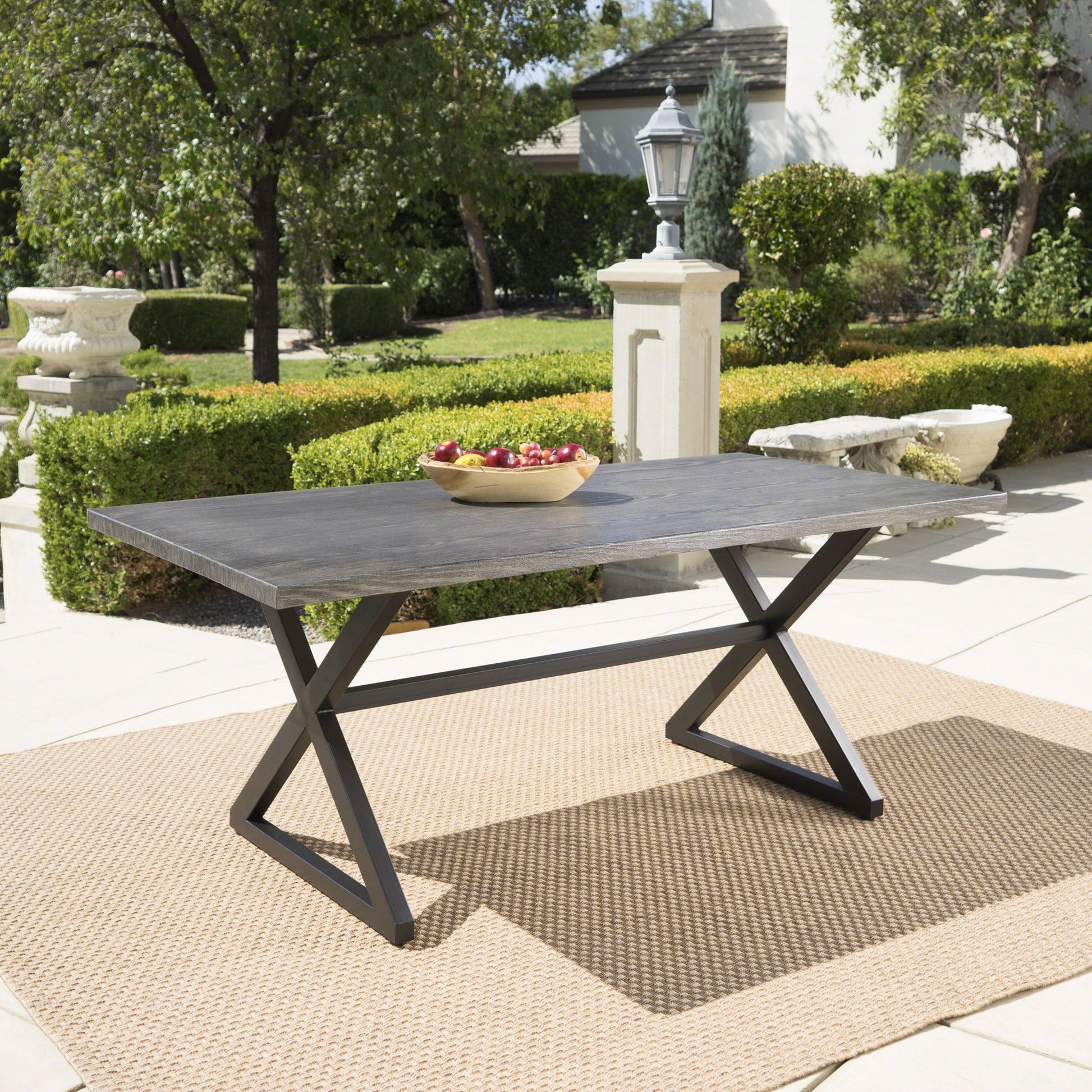 Rolando - Outdoor Aluminum Dining Table With Steel Frame Noble House
