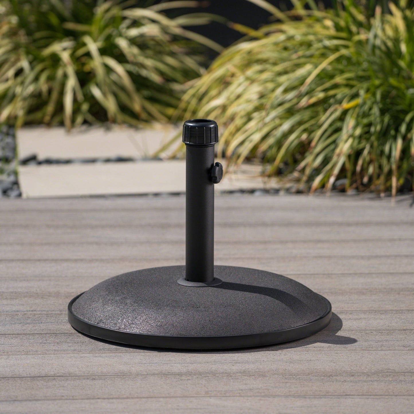 Stylish Concrete Umbrella Base With Iron Support Pole - Black Noble House