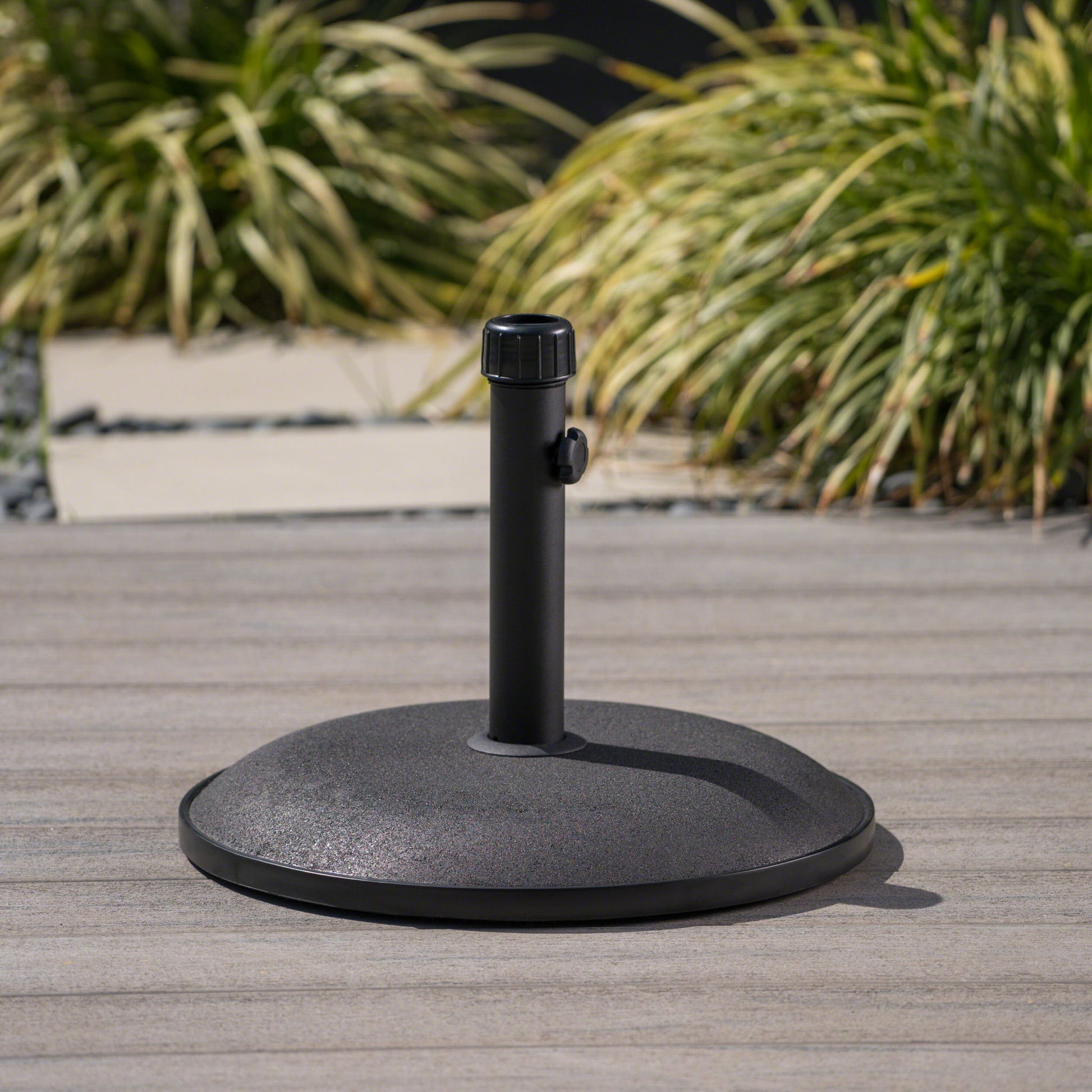 Stylish Concrete Umbrella Base With Iron Support Pole - Black Noble House