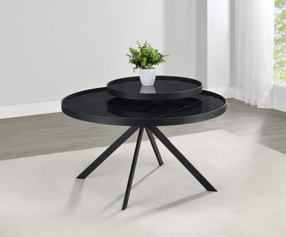 Briggs - Round Marble Printed Glass Top Coffee Table Coaster Fine Furniture