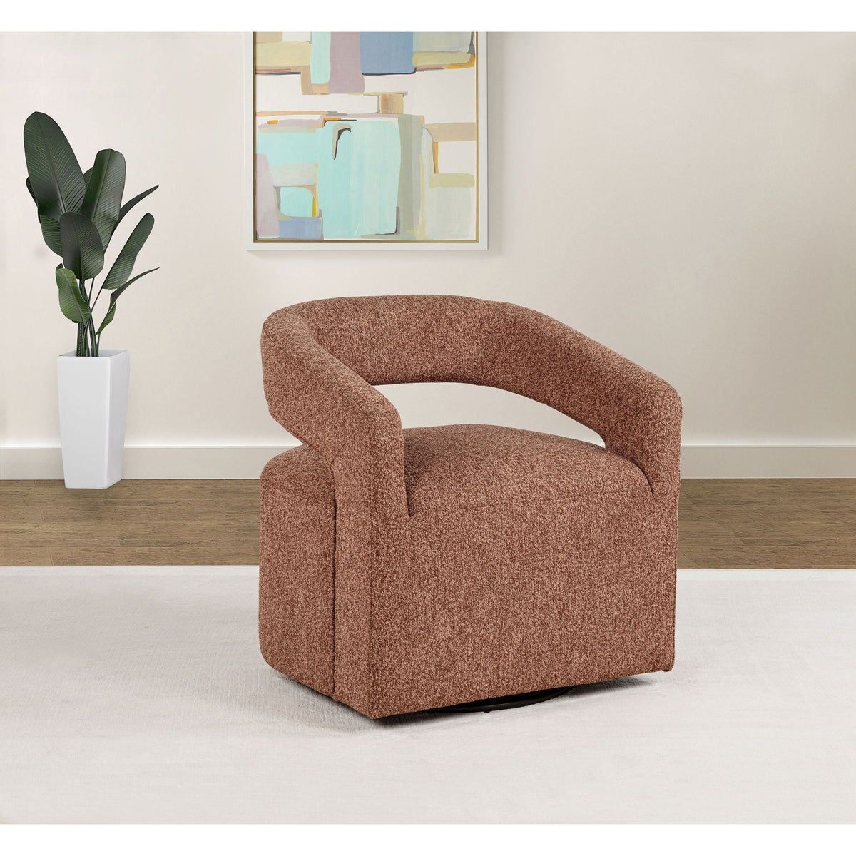 Brillia - Swivel Accent Chair - Burgundy Furniture Max