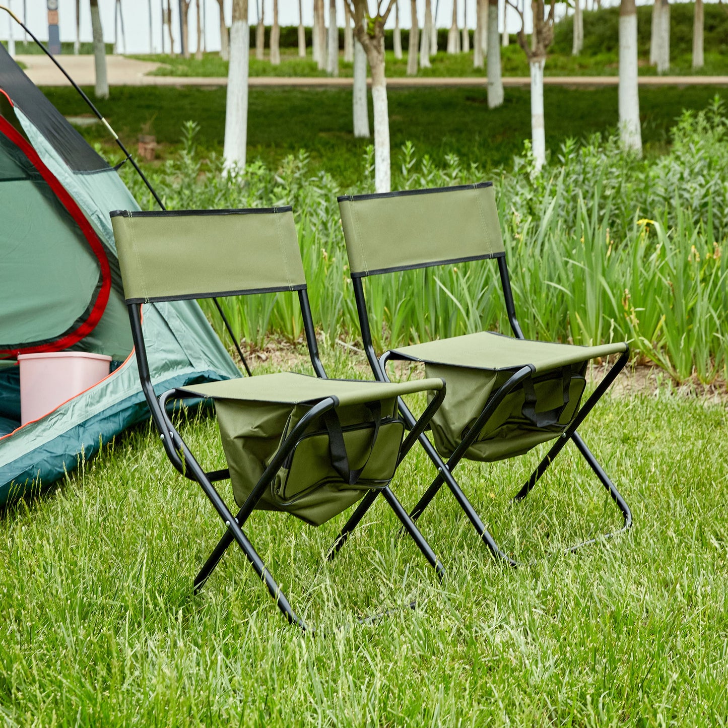 Folding Outdoor Chairs With Storage Bag, Portable Chair For Indoor, Outdoor Camping, Picnics And Fishing Home Essentials