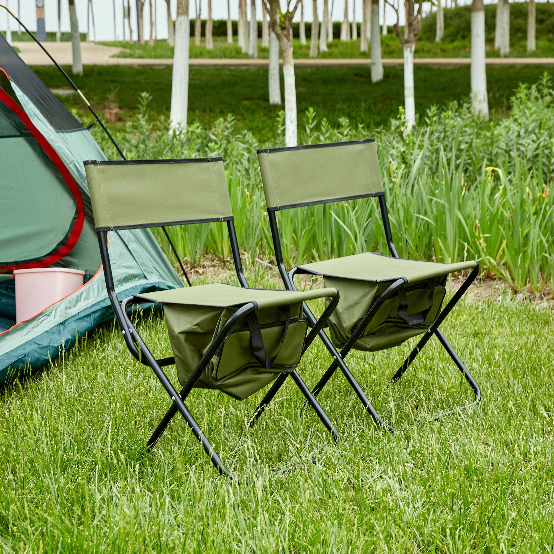 Folding Outdoor Chairs With Storage Bag, Portable Chair For Indoor, Outdoor Camping, Picnics And Fishing Home Essentials