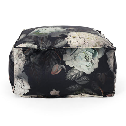 Hazel - Large Square Pouf With Flower Print Home Essentials