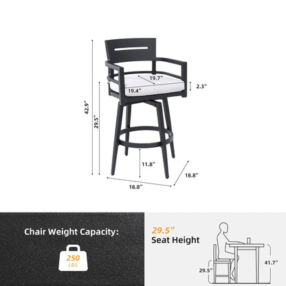 Outdoor Swivel Bar Chairs, 360 Degree Rotation, Ergonomic Backrest (Set of 2) Life Outside