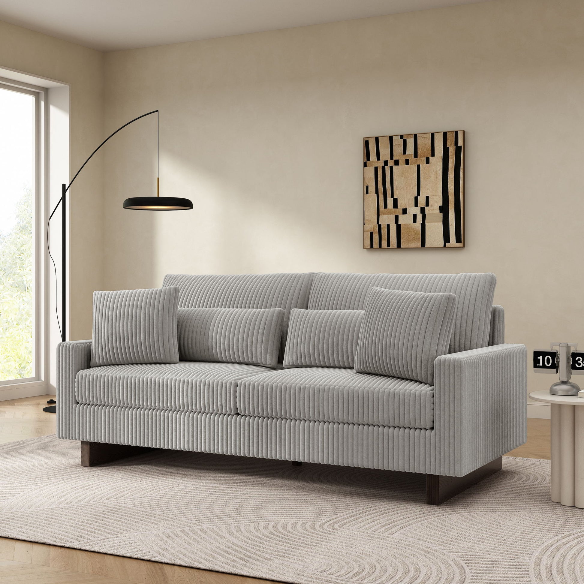 Modern Loveseat Sofa With 4 Pillows Noble House