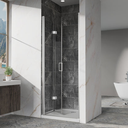 Frameless Bi Fold Shower Doors 30" W X 72" H - Chrome Daily Nest