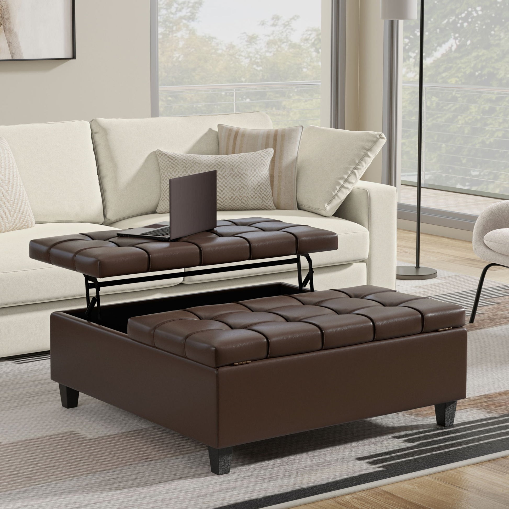 Harrison - Upholstered Coffee Table Storage Ottoman Simpli-Home