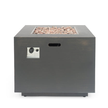 Outdoor Patio Gas Burning Fire Pit Table 50,000 Btu, Square Noble House