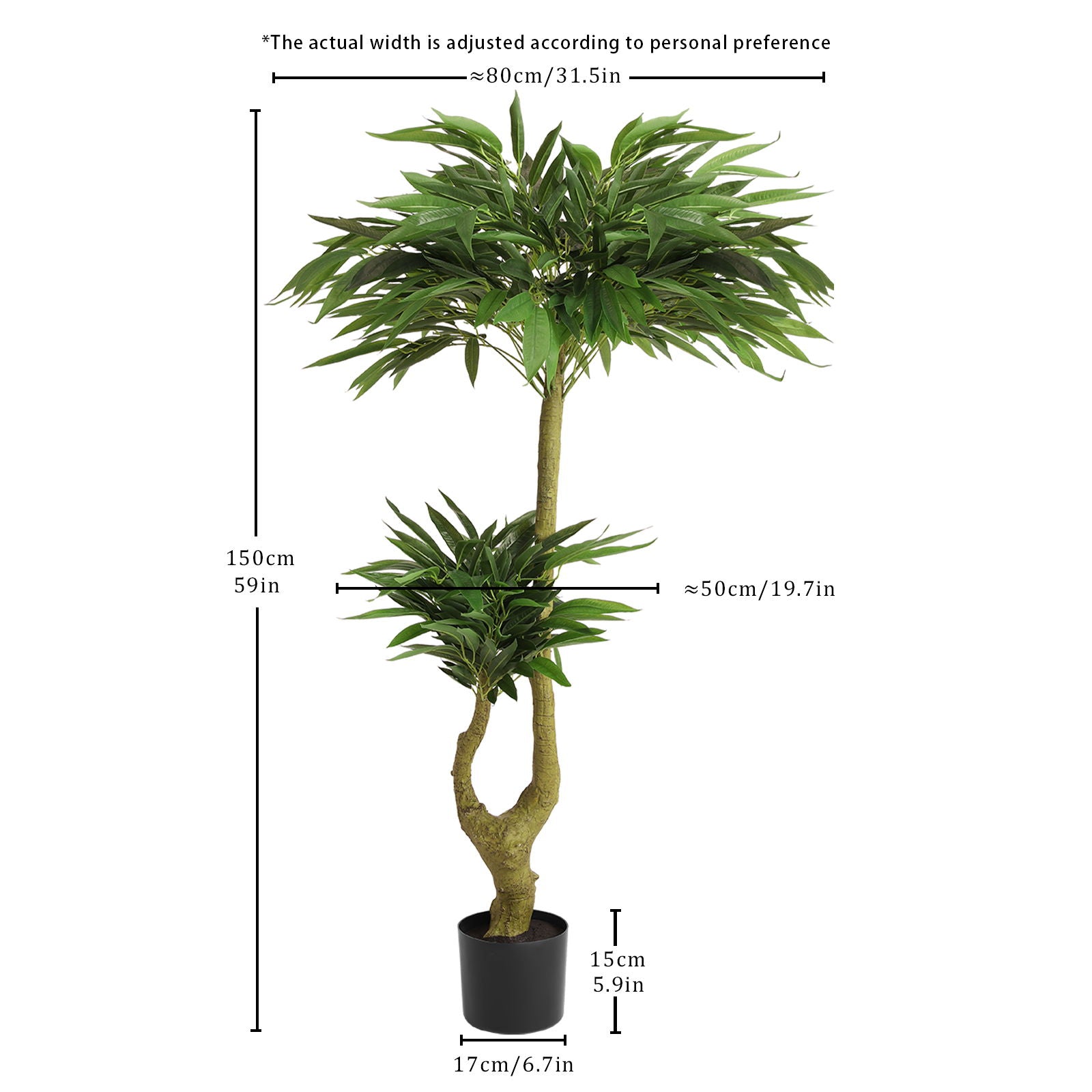 Artificial Dracaena Tree Indoor Faux ery Plant For Decoration, 150Cm - Green Daily Nest