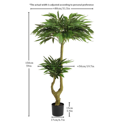 Artificial Dracaena Tree Indoor Faux ery Plant For Decoration, 150Cm - Green Daily Nest