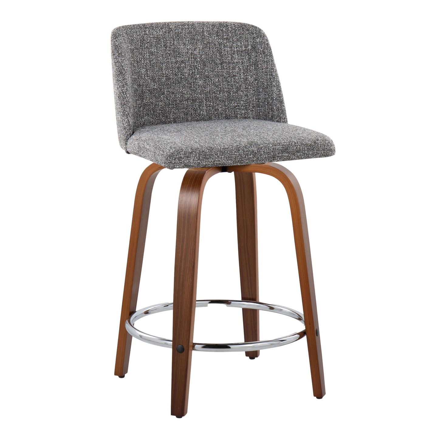Toriano - Mid Century Modern Fixed Height Counter Stool With Swivel With Round Footrest (Set of 2) Lumi Source