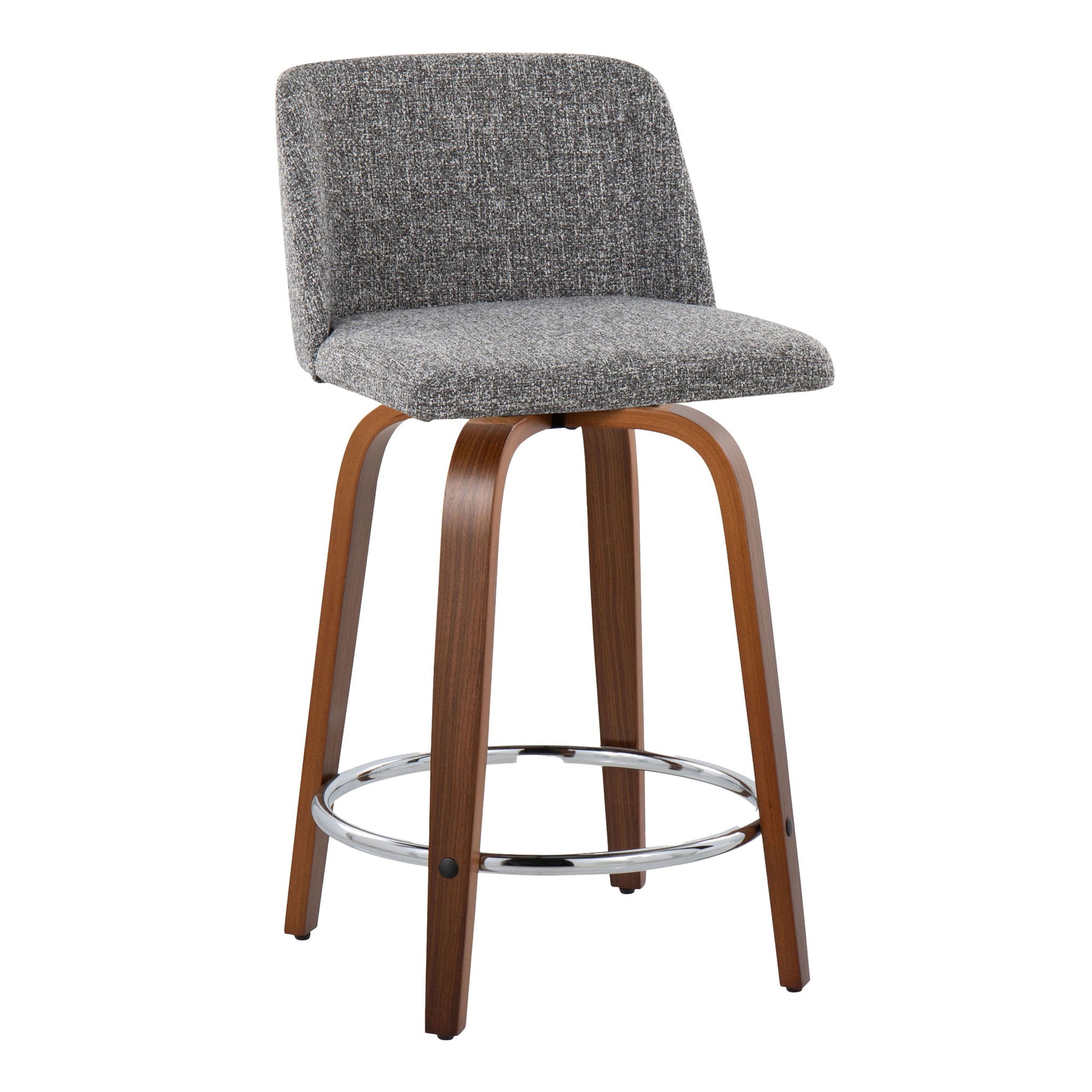 Toriano - Mid Century Modern Fixed Height Counter Stool With Swivel With Round Footrest (Set of 2) Lumi Source