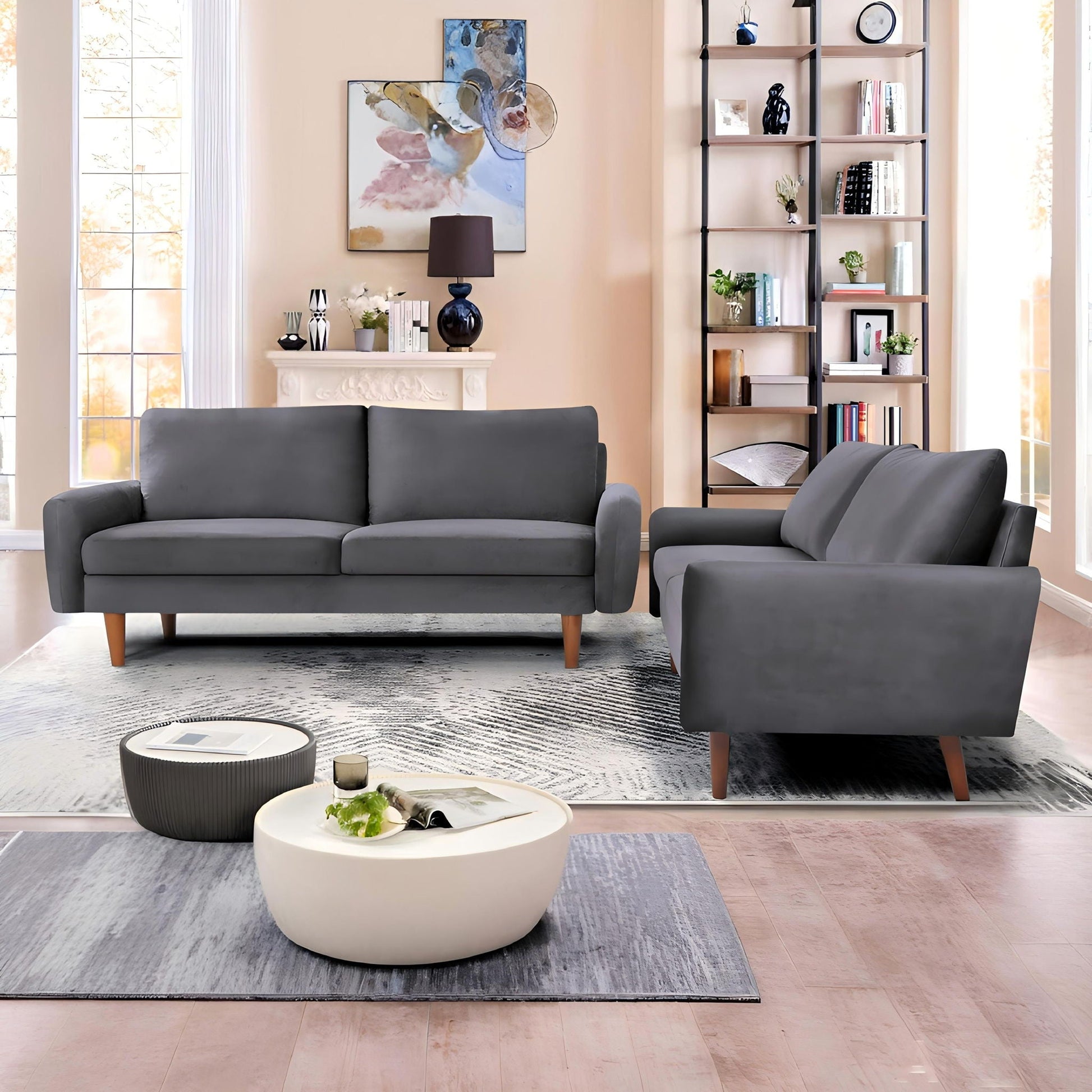 Kent - 2 Piece Sofa & Loveseat Set For Living Room - Gray US Pride