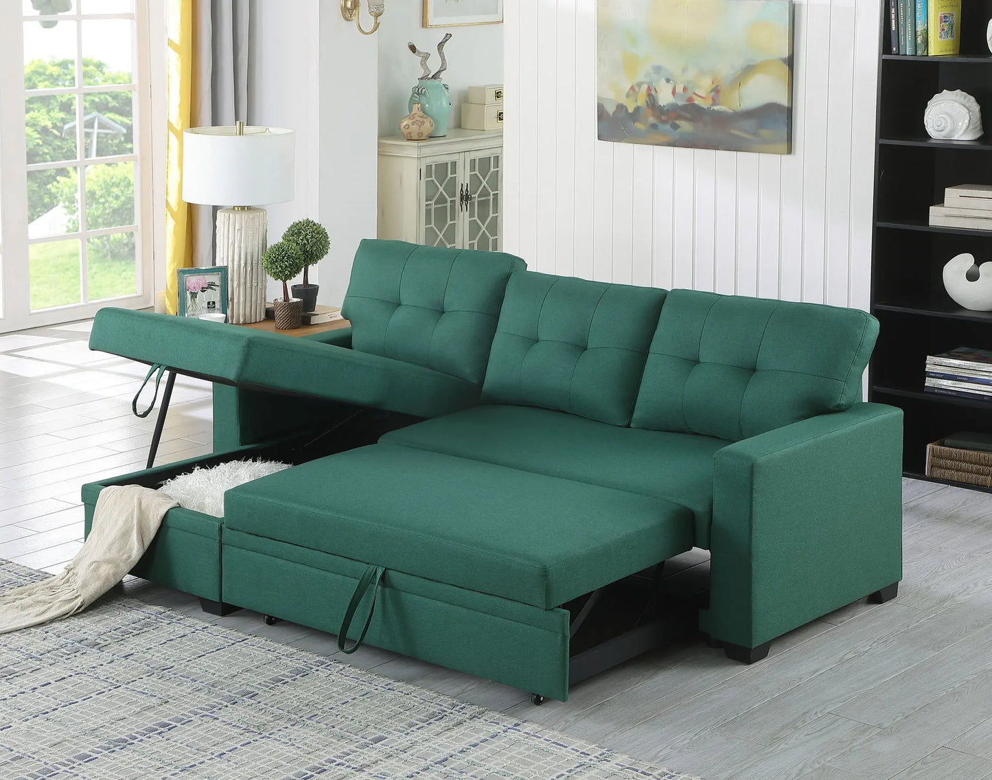 Upholstered Pull Out Sectional Sofa With Chaise Urban Retreats