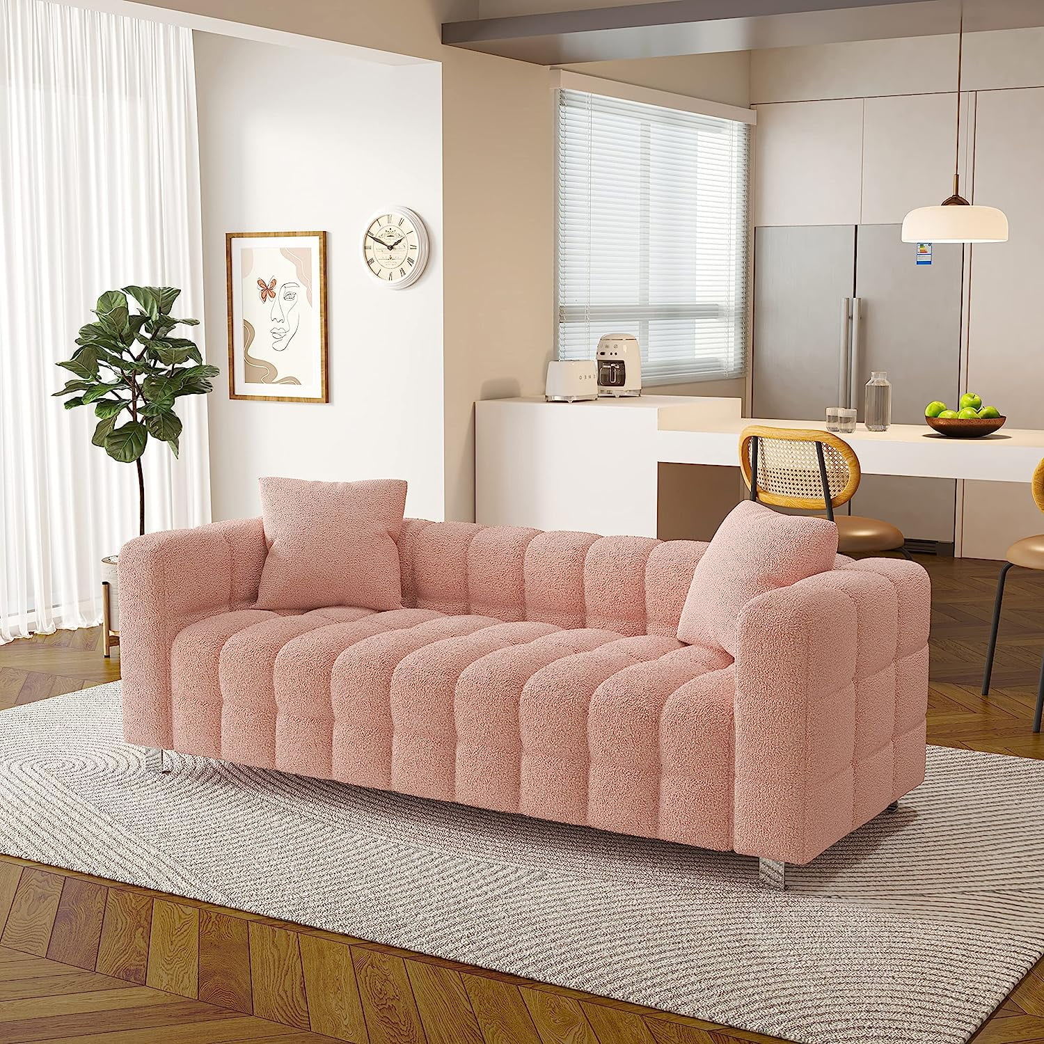 Modern 3 Seater Sofa With 2 Pillows Home Essentials