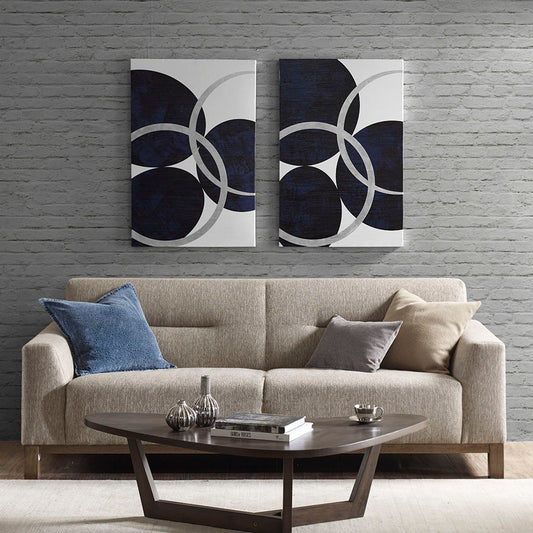 Celestial Orbit Navy Canvas (Set of 2) - Navy