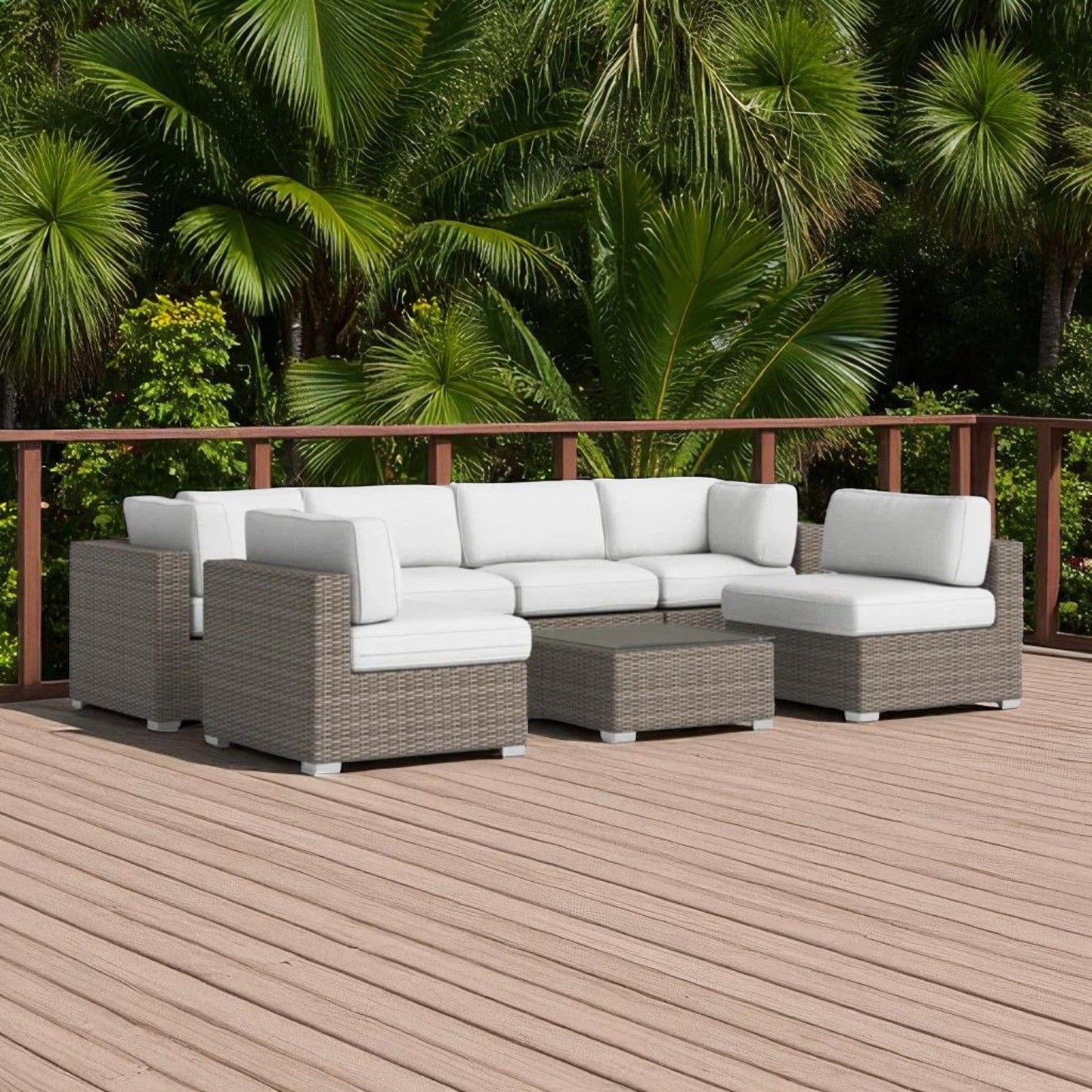 Seating Set With Cushions Handcrafted Wicker Design LSI Patio Furniture