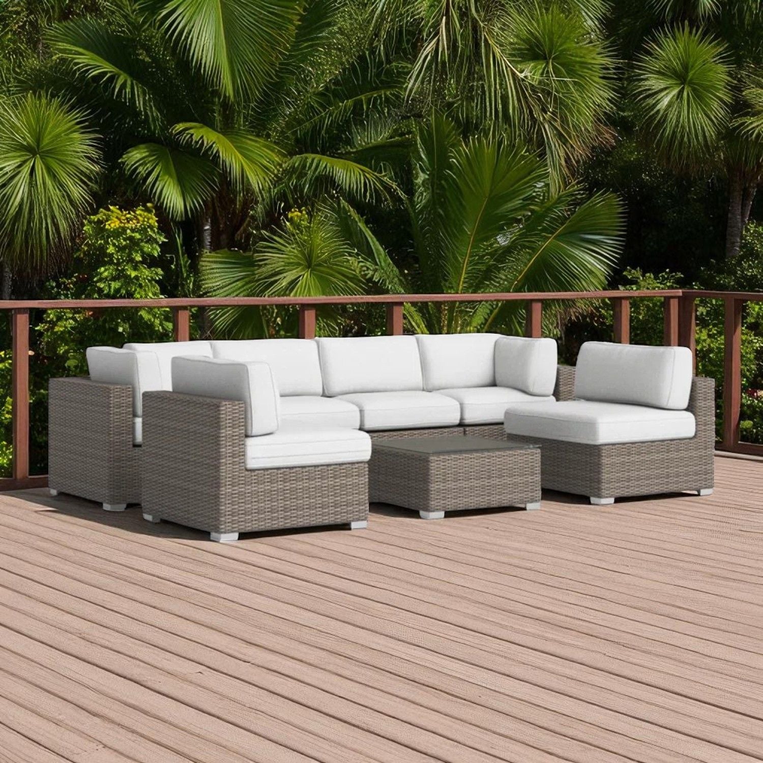 Seating Set With Cushions Handcrafted Wicker Design LSI Patio Furniture