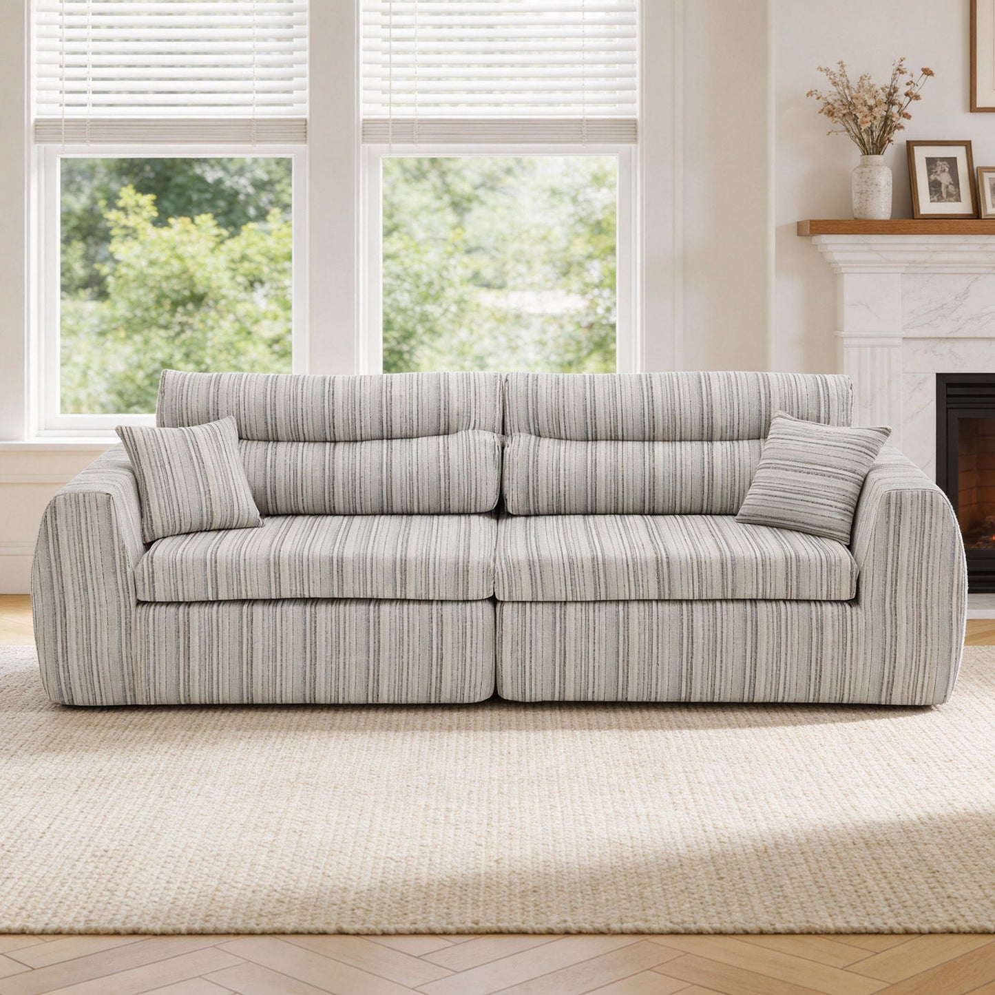 3 Seater, Couch With Throw Pillows For Living Room Home Essentials