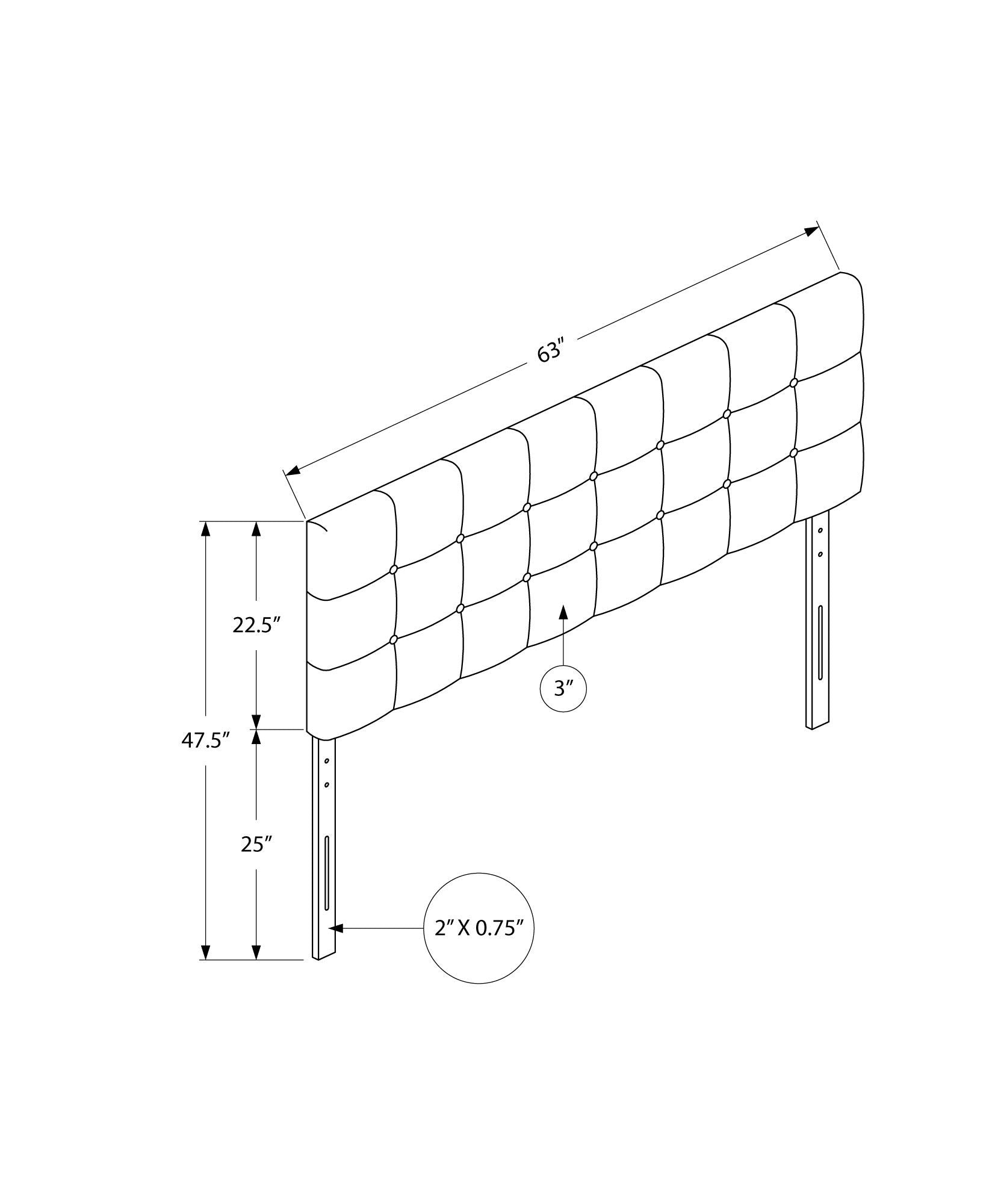 Queen Size Headboard Only Upholstered Leather Look - White 8th Street