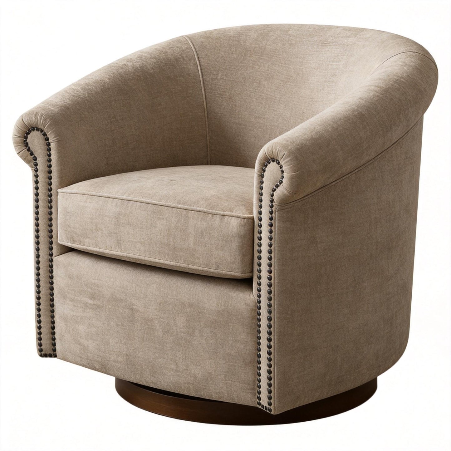 Barrel Swivel Accent Chair, 360 Degree Rotating For Living Room - Sand Home Essentials