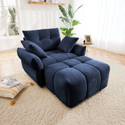 Ergonomic Single Seater Sofa With Ottoman, High Resilience Support Cushions Home Essentials