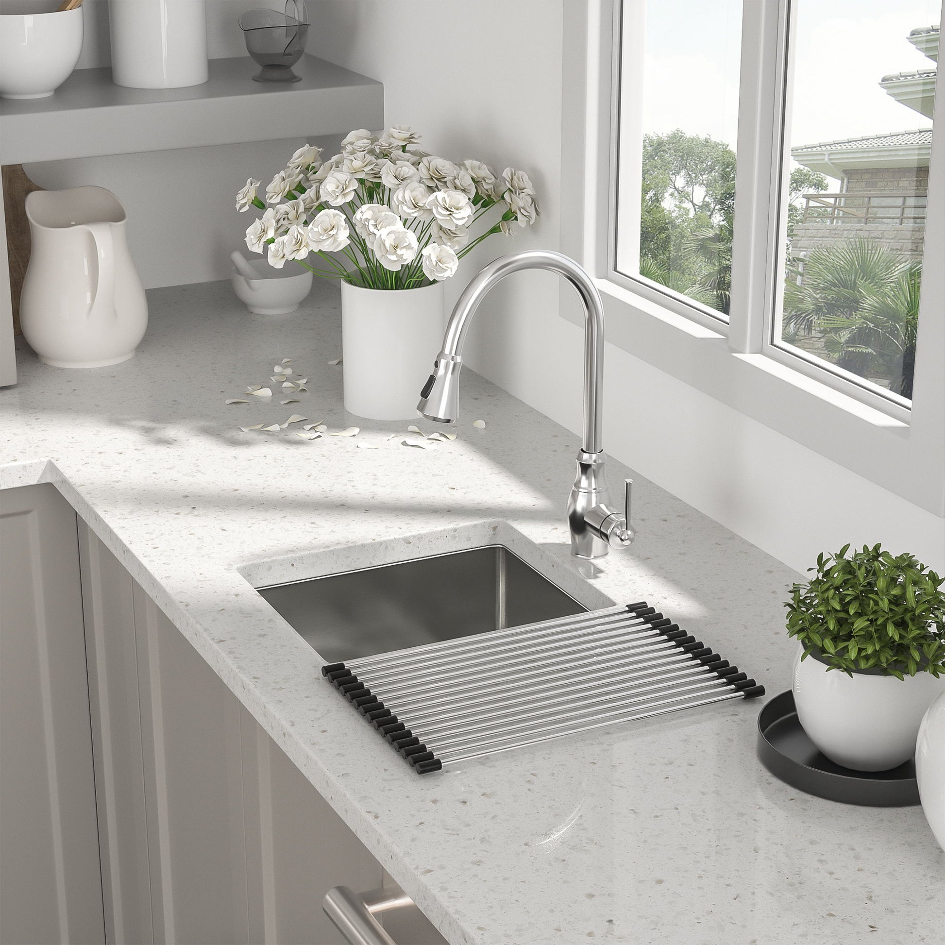 13" Undermount Kitchen Sink 16 Gauge Single Bowl - Brushed Nickel Daily Nest