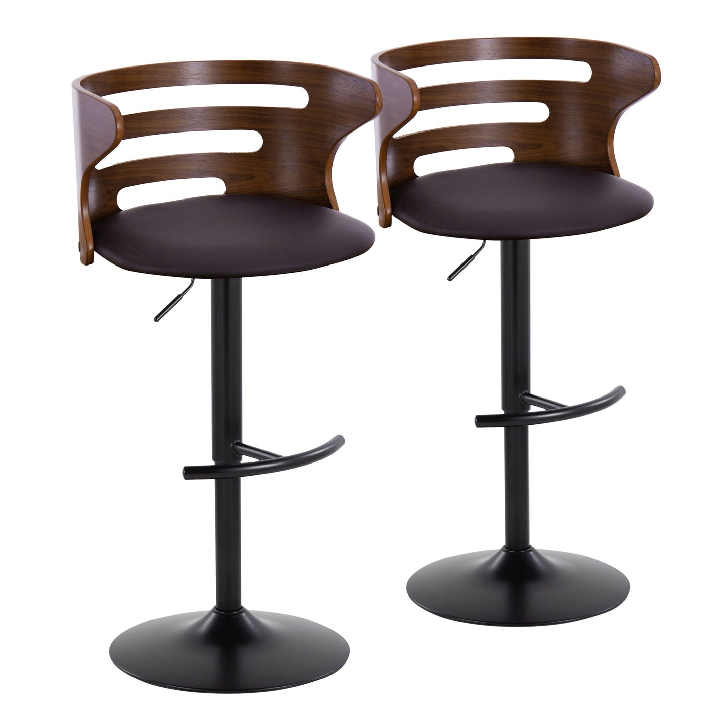 Cosi - Mid Century Modern Adjustable Barstool With Swivel With Rounded T Footrest (Set of 2) Lumi Source