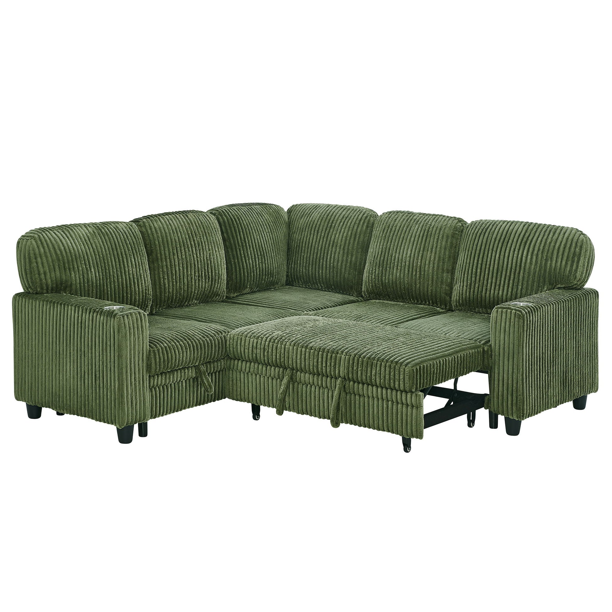 L-Shaped Sofa With Pull Out Sofa Bed With USB Home Essentials