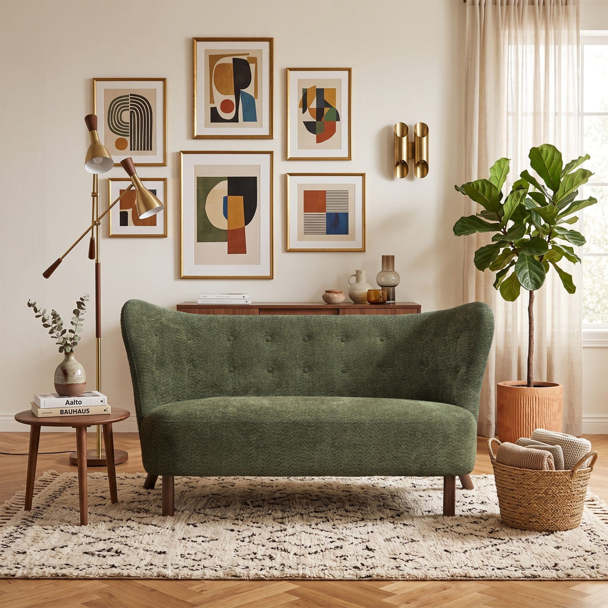 Nordic Chair Laid Back Loveseats With Curved Backres, No Armrests Home Essentials