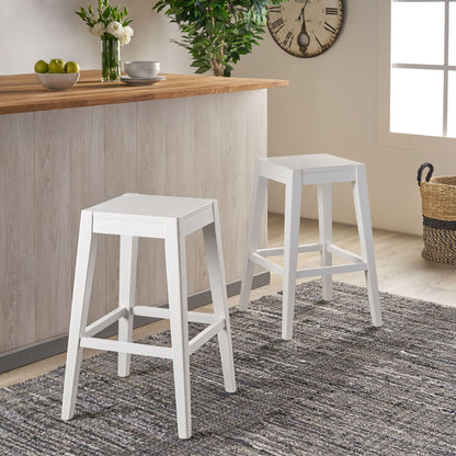 Counter Barstool (Set of 2), Rubber Wood - White Noble House