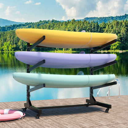 Freestanding Kayak Storage Rack With Lockable Wheels For Kayak, Canoe, Sup & Surfboard Daily Nest