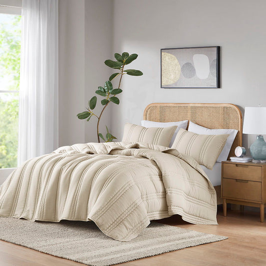 Dune - Poly Gauze Quilt Set - Natural