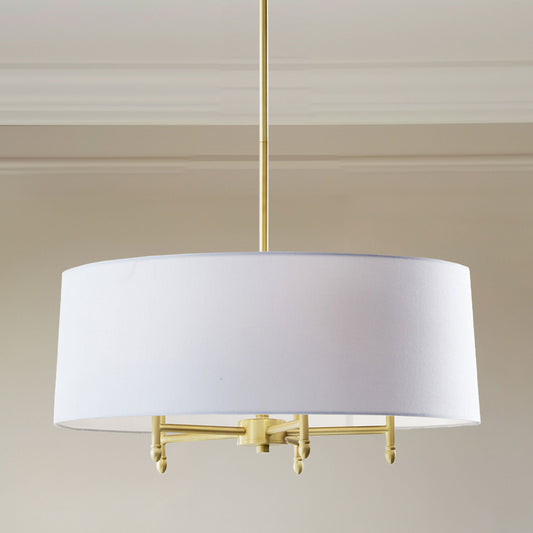 Presidio - 5-Light White Drum Shade Chandelier - Gold / White Hampton Hill